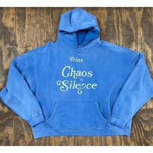 Trinx LA Chaos Is Silence Small Hoodie Blue Oversized Streetwear Pullover